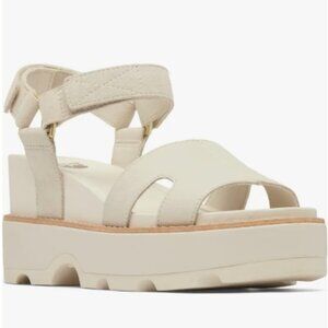 New SOREL Joanie IV Ankle Strap Platform Wedge Sandals Women's - Chalk
